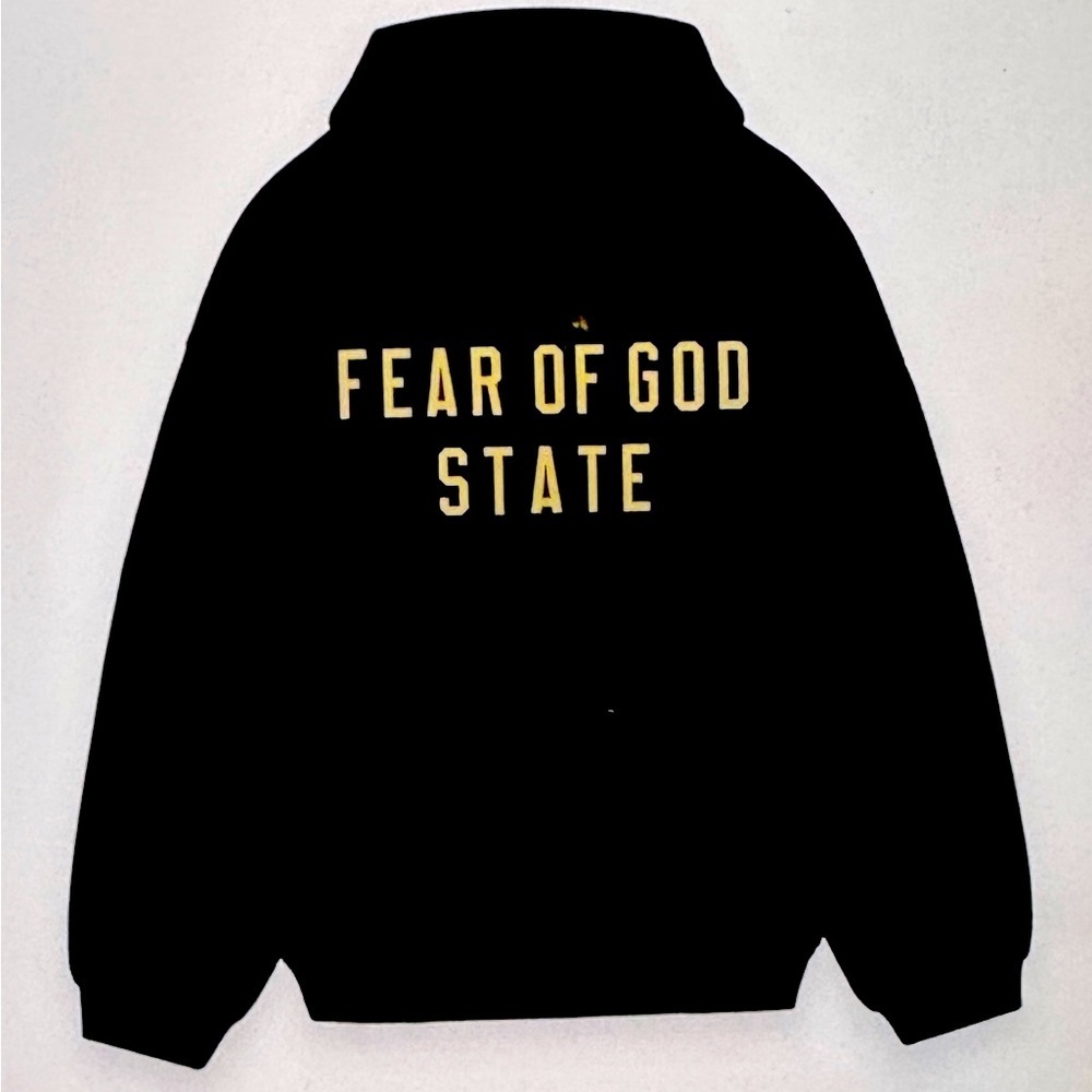 Fear of God STATE Hoodie Black Gold Logo Heavyweight Size M NWT